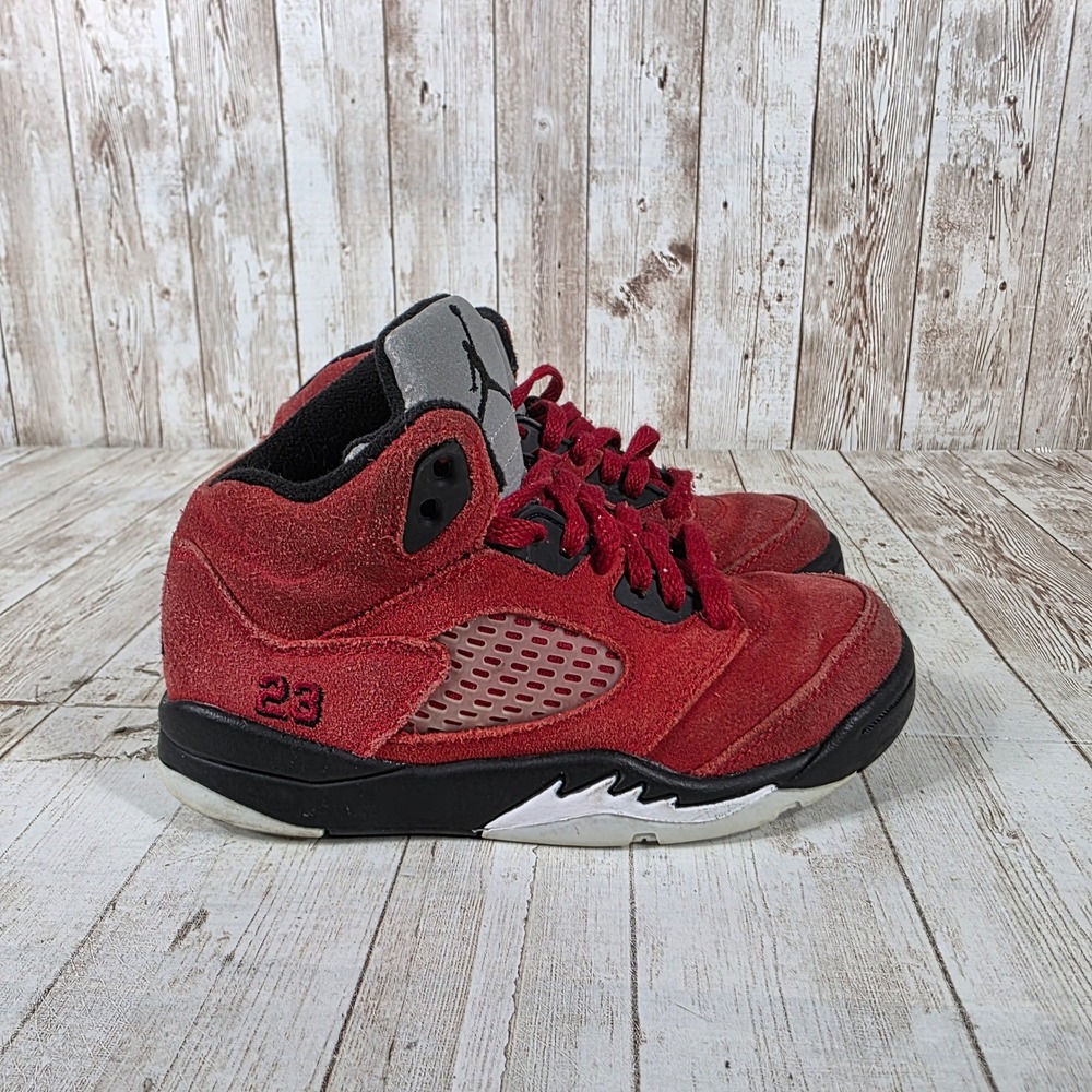 Kids‎ Air Jordan 5 Retro Red Suede Basketball Shoes Toddler Size 11C